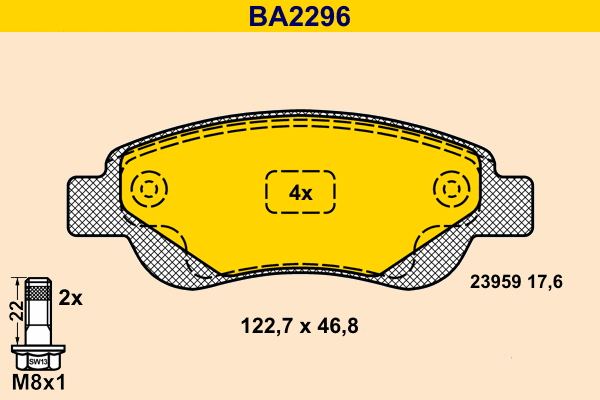 Kit de plaquettes de frein, frein à disque BARUM BA2296