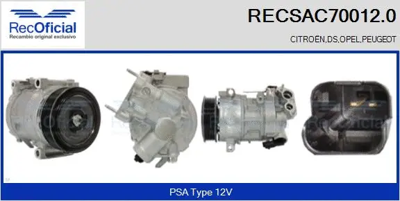Compresseur, climatisation RECOFICIAL RECSAC70012.0