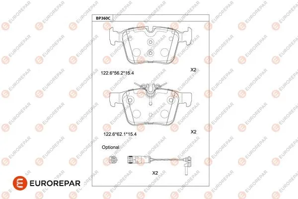 Kit de plaquettes de frein, frein à disque EUROREPAR 1681234880