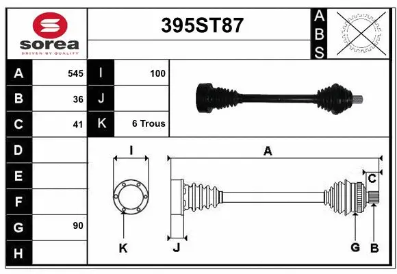 Arbre de transmission STARTCAR 395ST87