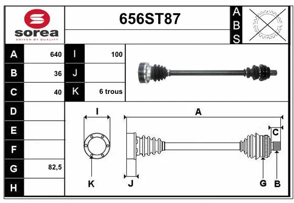 Arbre de transmission STARTCAR 656ST87