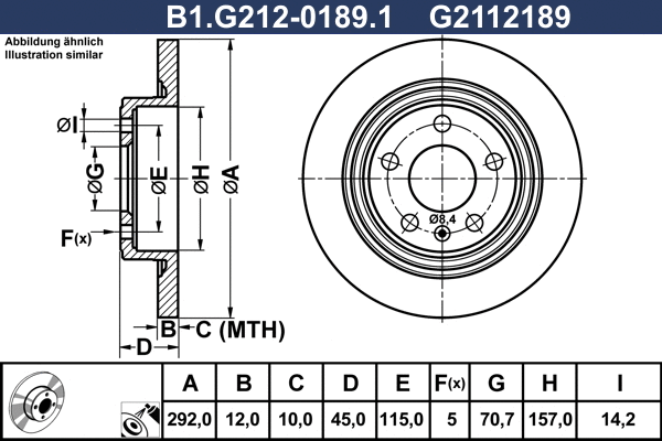 Disque de frein GALFER B1.G212-0189.1