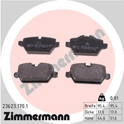 Kit de plaquettes de frein, frein à disque ZIMMERMANN 23623.170.1