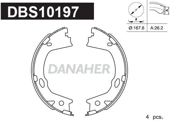 Jeu de mâchoires de frein, frein de stationnement DANAHER DBS10197