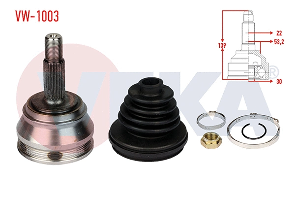 Jeu de joints, arbre de transmission VEKA VW-1003