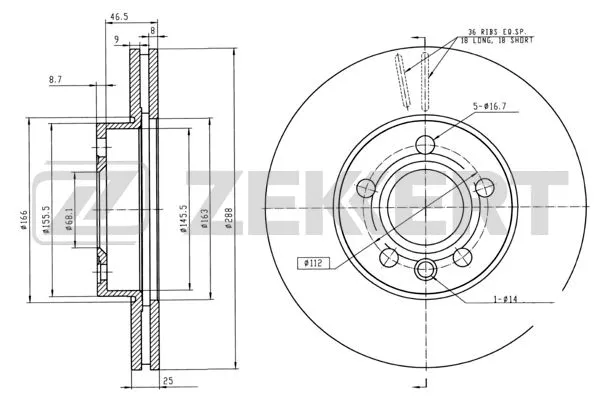 Disque de frein ZEKKERT BS-5198B