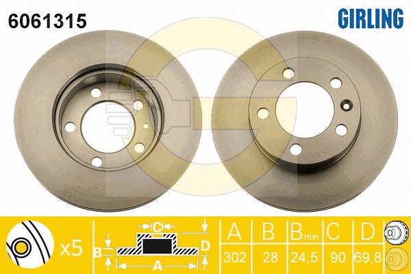 Disque de frein GIRLING 6061315