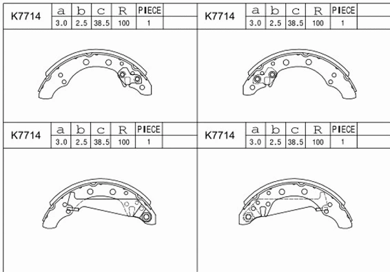 Jeu de mâchoires de frein ASIMCO K7714