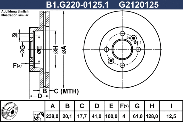Disque de frein GALFER B1.G220-0125.1