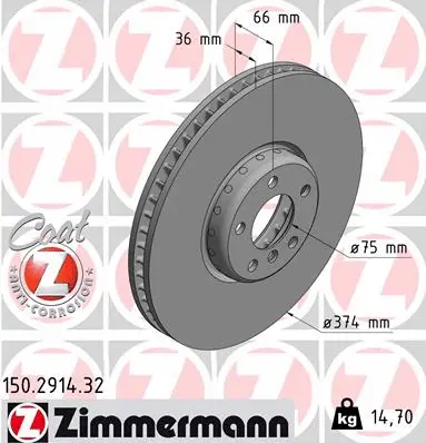 Disque de frein ZIMMERMANN 150.2914.32
