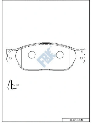 Kit de plaquettes de frein, frein à disque FBK FD32005M