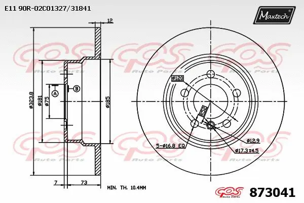 Disque de frein MAXTECH 873041