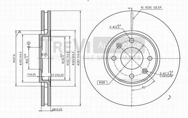 Disque de frein TREVI AUTOMOTIVE BD1131