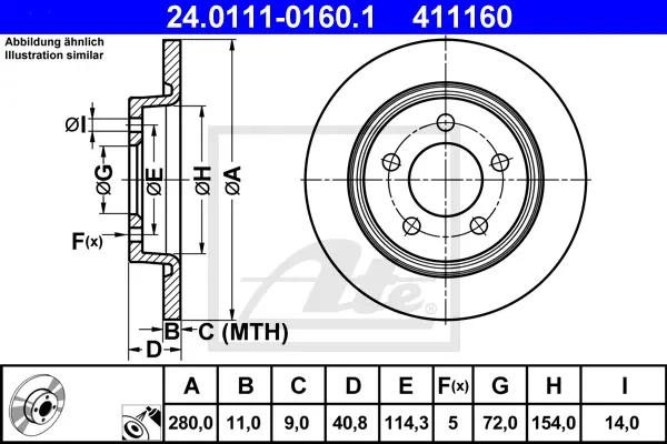 Disque de frein ATE-APAC 24.0111-0160.1