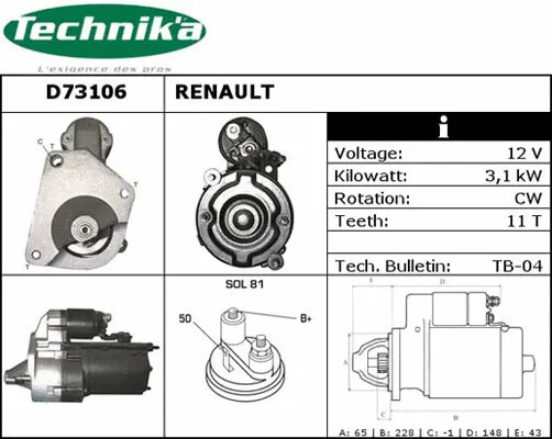 Démarreur Technika D73106