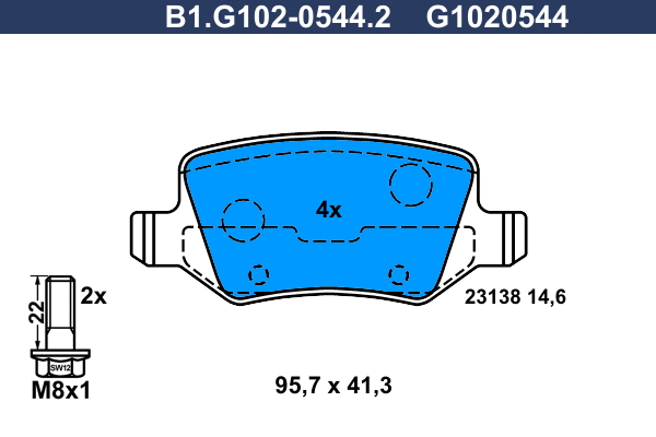 Kit de plaquettes de frein, frein à disque GALFER B1.G102-0544.2