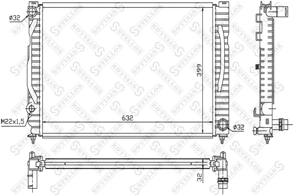 Radiateur, refroidissement du moteur STELLOX 10-25546-SX