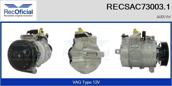 Compresseur, climatisation RECOFICIAL RECSAC73003.1