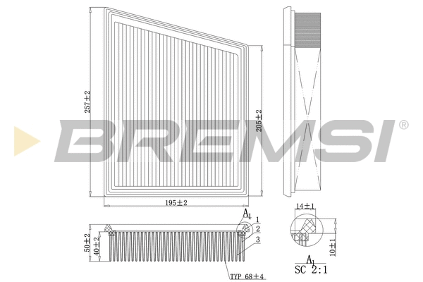 Filtre à air BREMSI FA1107
