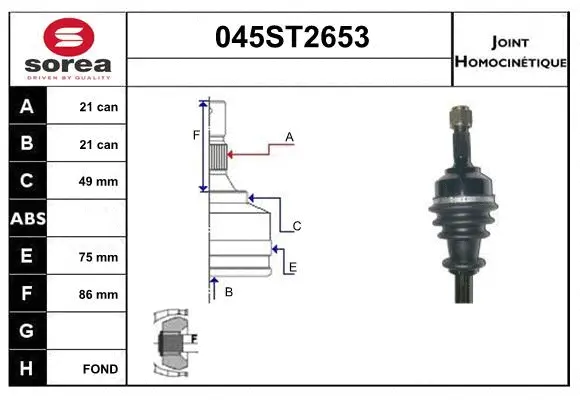 Jeu de joints, arbre de transmission STARTCAR 045ST2653