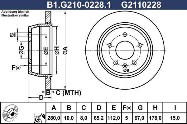 Disque de frein GALFER B1.G210-0228.1