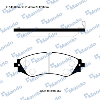 Kit de plaquettes de frein, frein à disque MANDO RMPD15NS