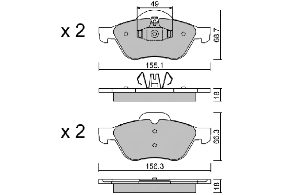 Kit de plaquettes de frein, frein à disque AISIN BPRE-1016