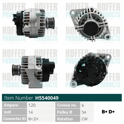 Alternateur HOFFER H5540049