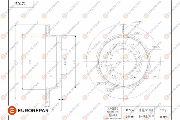 Disque de frein EUROREPAR 1684261380