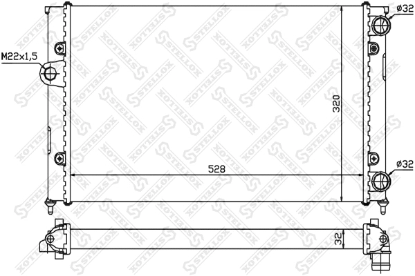 Radiateur, refroidissement du moteur STELLOX 10-25005-SX