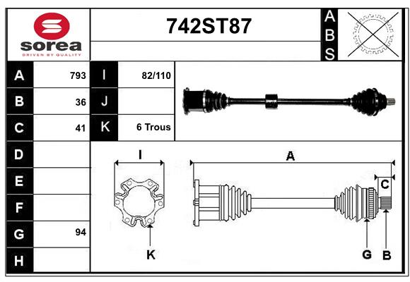 Arbre de transmission STARTCAR 742ST87