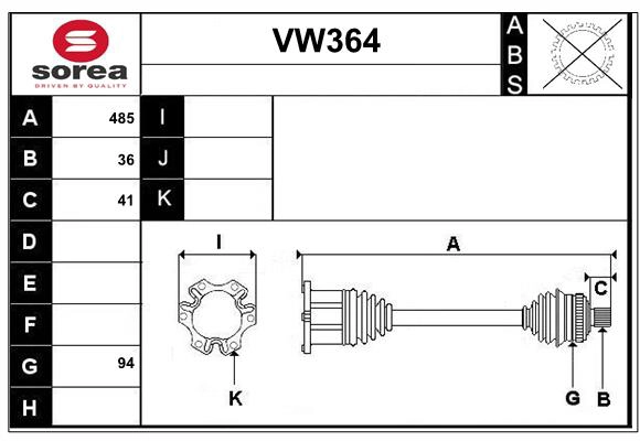 Arbre de transmission SERA VW364