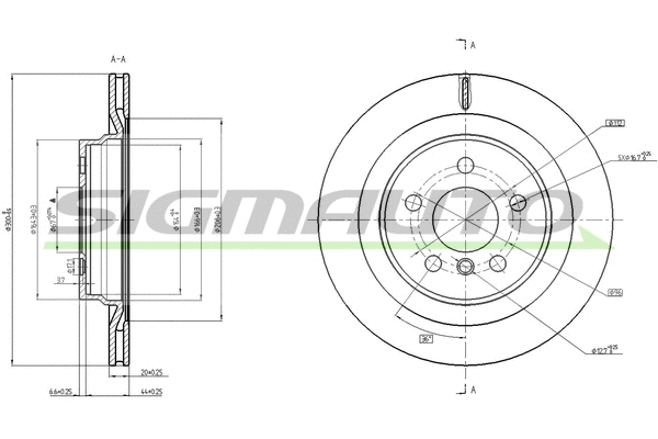 Disque de frein SIGMAUTO DBC763V
