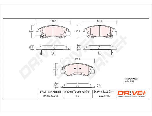 Kit de plaquettes de frein, frein à disque Dr!ve+ DP1010.10.0198