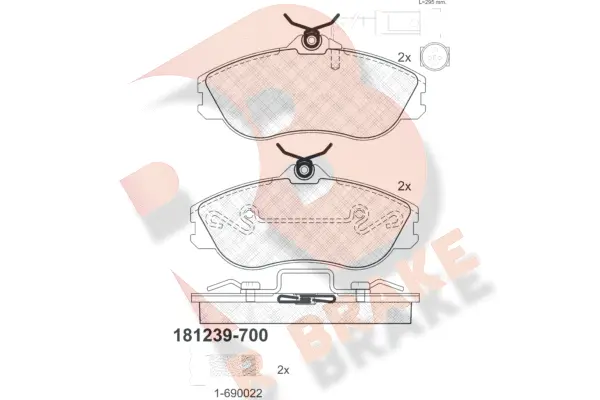 Kit de plaquettes de frein, frein à disque R BRAKE RB1239-700