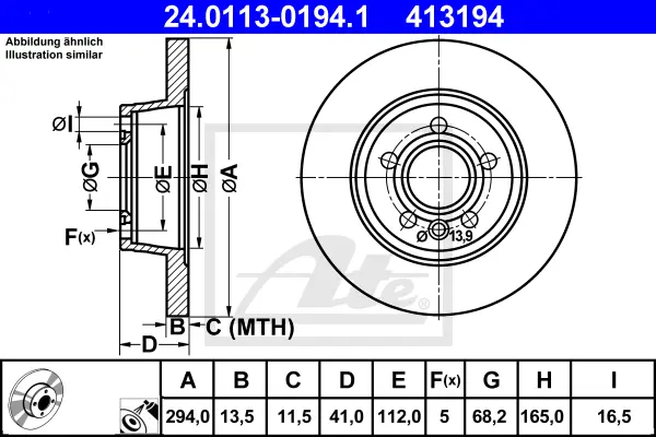 Disque de frein ATE-APAC 24.0113-0194.1
