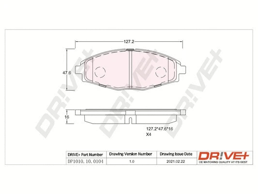 Kit de plaquettes de frein, frein à disque Dr!ve+ DP1010.10.0104