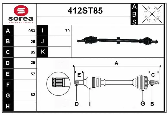 Arbre de transmission STARTCAR 412ST85