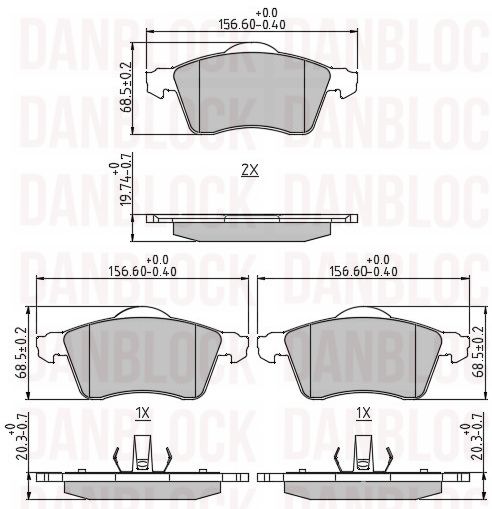 Kit de plaquettes de frein, frein à disque DANBLOCK DB 510318