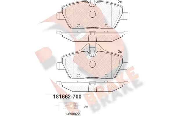 Kit de plaquettes de frein, frein à disque R BRAKE RB1662-700