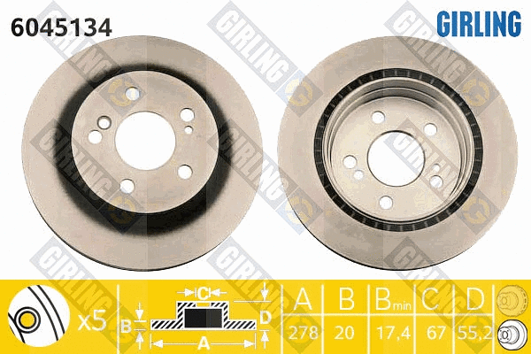 Disque de frein GIRLING 6045134