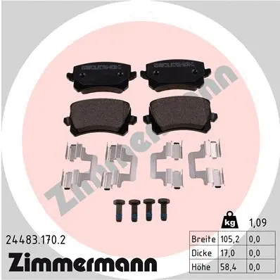 Kit de plaquettes de frein, frein à disque ZIMMERMANN 24483.170.2