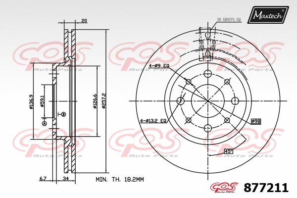 Disque de frein MAXTECH 877211