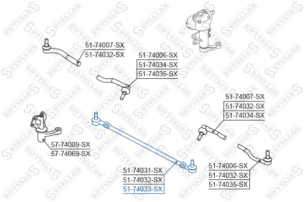 Rotule de barre de connexion STELLOX 51-74033-SX
