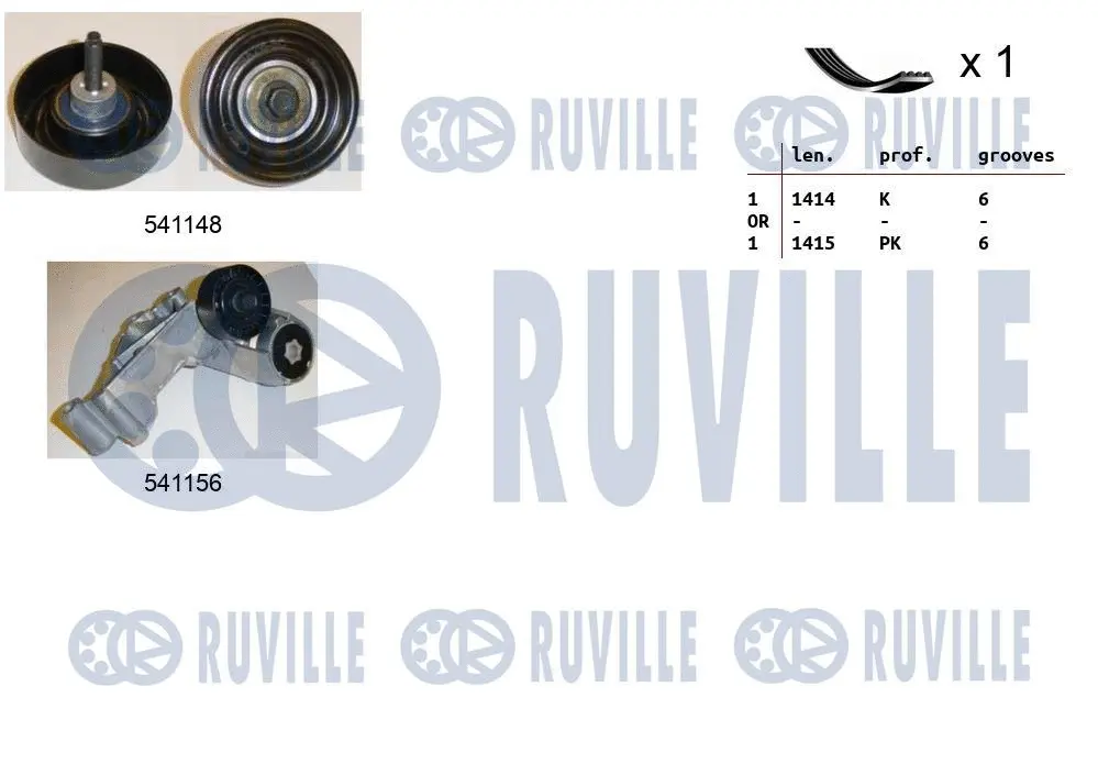 Jeu de courroies trapézoïdales à nervures RUVILLE 570117