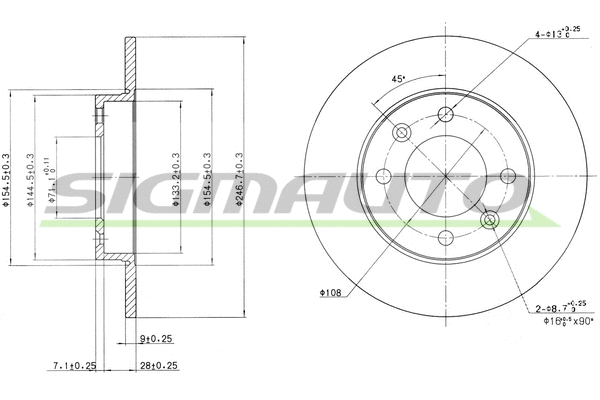 Disque de frein SIGMAUTO DBB178S