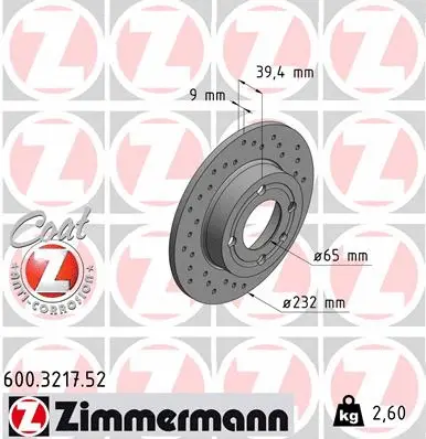 Disque de frein ZIMMERMANN 600.3217.52