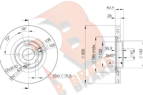 Disque de frein R BRAKE 78RBD26673