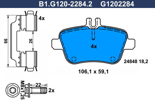 Kit de plaquettes de frein, frein à disque GALFER B1.G120-2284.2