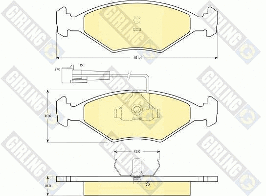 Kit de plaquettes de frein, frein à disque GIRLING 6113472
